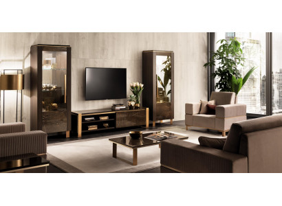 Wall unit TV lowboard elegant display cabinet living room design classic 3-piece set.