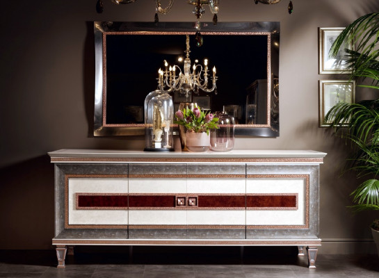 Sideboard with mirror wooden furniture sideboard luxury furniture 2-piece set arredoclassic