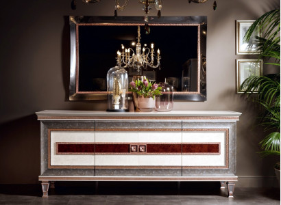 Sideboard with mirror wooden furniture sideboard luxury furniture 2-piece set arredoclassic