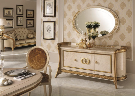 Chest of drawers wood furniture baroque with mirror luxury Italian furniture 2-piece set new