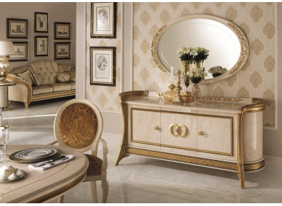 Chest of drawers wood furniture baroque with mirror luxury Italian furniture 2-piece set new