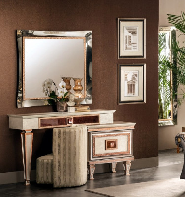 Makeup table set vanity chest mirror & stool arredoclassic 3 pieces. New