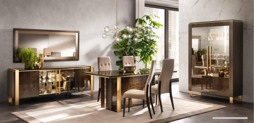 Modern dining room table + 6 chairs set group Italian style