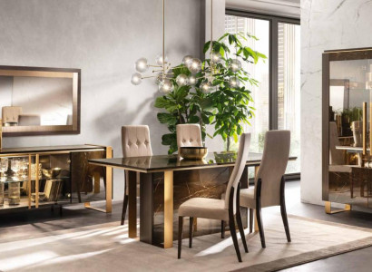 Modern dining room table + 6 chairs set group Italian style