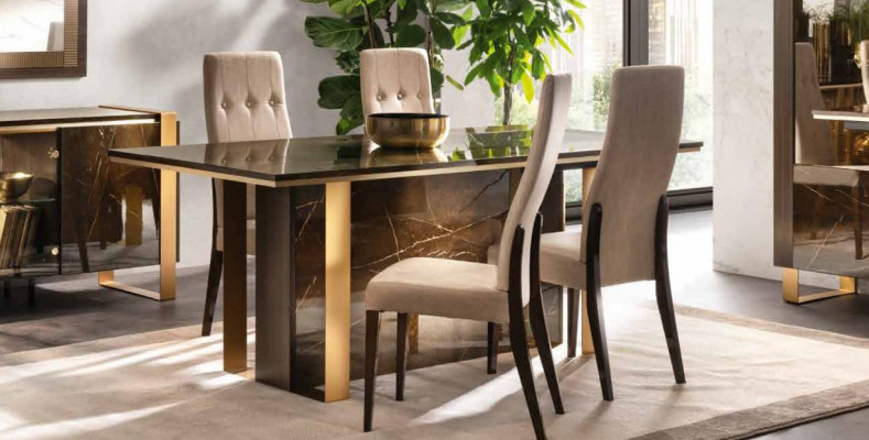 Modern dining room table + 6 chairs set group Italian style