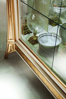 Display Cabinet Glass Cabinet Living Room Shelf Rococo Baroque Real Wood
