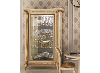 Display cabinet glass cabinet living room shelf baroque rococo real wood