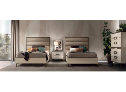 Hotel furnishing 2x beds + nightstand design luxury modern furniture 3-piece set