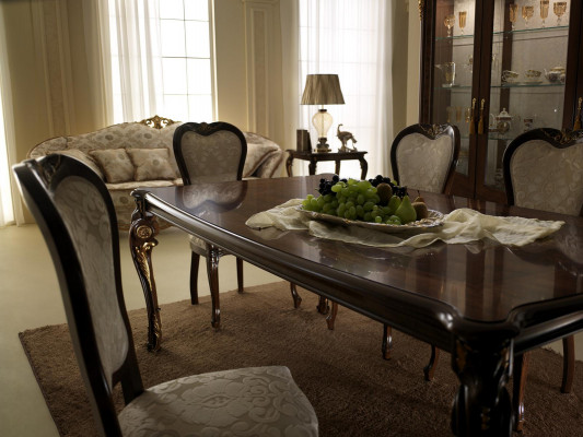 Classic dining table wood dining room set 2x chairs with armrest 3-piece.