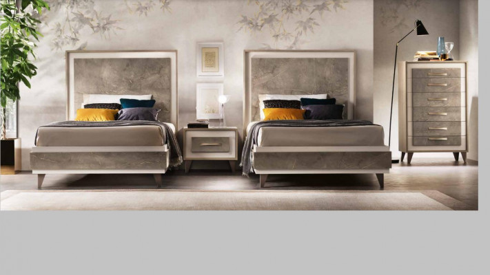 Bedroom set bed nightstands dresser style suite Italian furniture 4-piece