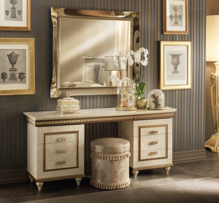 Makeup table mirror stool complete set dresser bedroom new baroque console