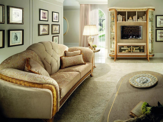 Sofa 2-seater couch design upholstery classic fabric arredoclassic two-seater