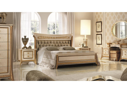 Classic designer wood bed, bedroom, noble upholstered furniture, double beds, new