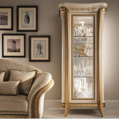 Luxury Display Window Cabinet Glass Classic Style Furniture Shelf ITALY NEW