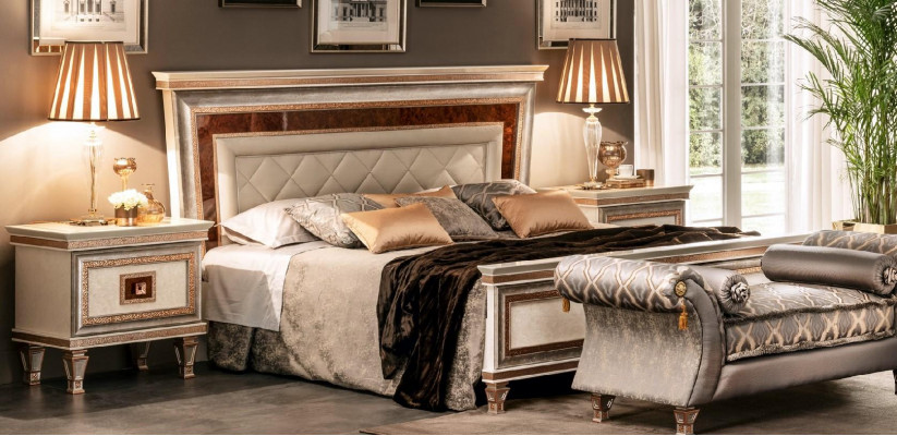 Designer bed upholstered bed 180x200 marital bed double bed arredoclassic furniture