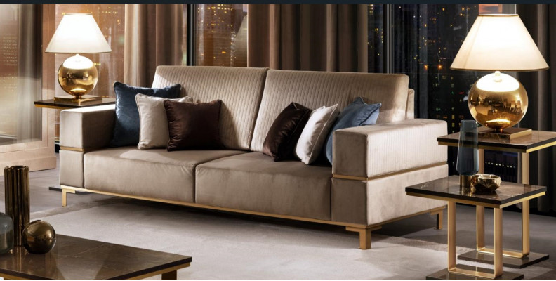 Sofa Three-Seater Classic Couch Upholstered 3-Seater Fabric Couches Cloth New
