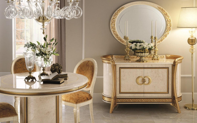 Baroque Style Furniture 2-piece Set Dresser with Mirror Luxury Wood Italian Furniture New