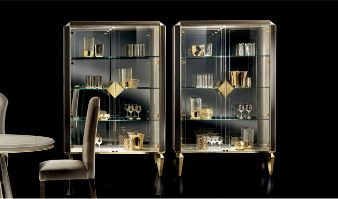 Designer Italian chic wood furniture modern style cabinet display case living room