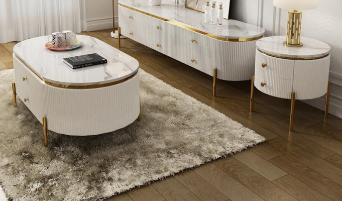 Living room furniture set designer living room sideboard coffee table side table 3-piece.