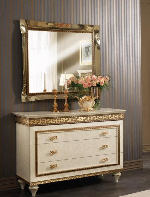 Wood Italian Furniture 2-piece Set Furniture Style Baroque Luxury Dresser with Mirror New