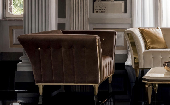 Armchair Club Lounge Reclining Chair Upholstered Sofa 1-Seater TV Velvet arredoclassic