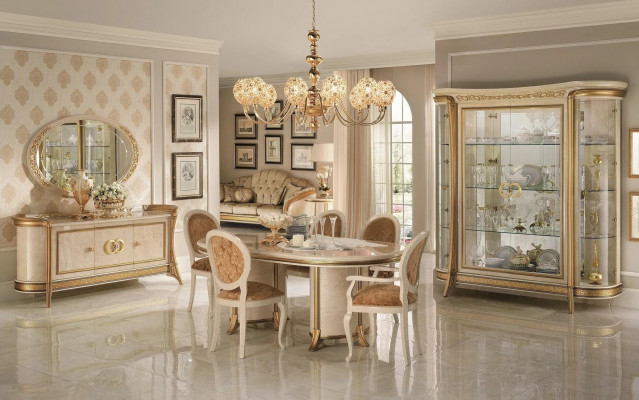 Dining Room Living Room Classic Beige arredoclassic Dining Table Design Table Wood