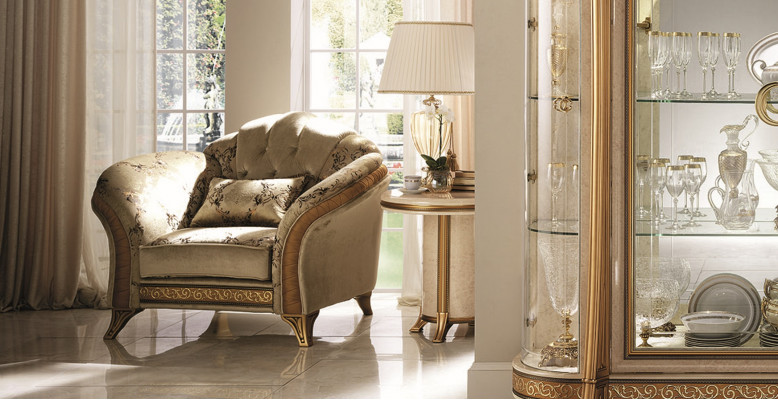 Living room luxury armchair hotel upholstery classic single-seater beige arredoclassic