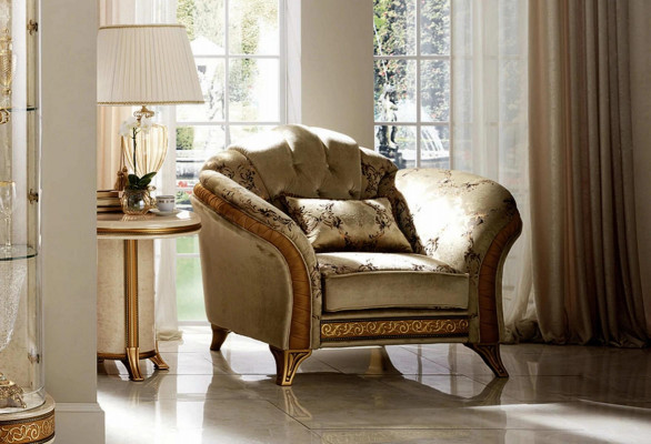 Luxury Television Classic Armchair Lounge 1-Seater Fabric Relax Club arredoclassic