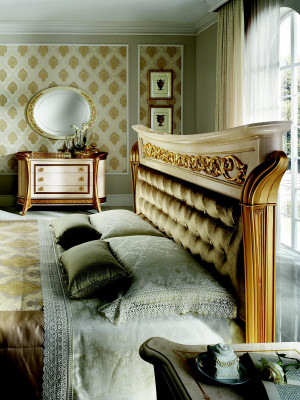 Noble designer bedroom bed double bed beds Chesterfield Art Nouveau