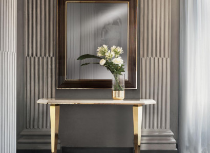 Wood Italian furniture console table mirror sideboard 2-piece set arredoclassic