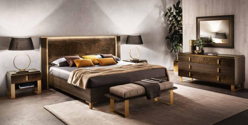 Bed Bedroom Set Design Modern Luxury 2x Nightstand Italian 3-piece