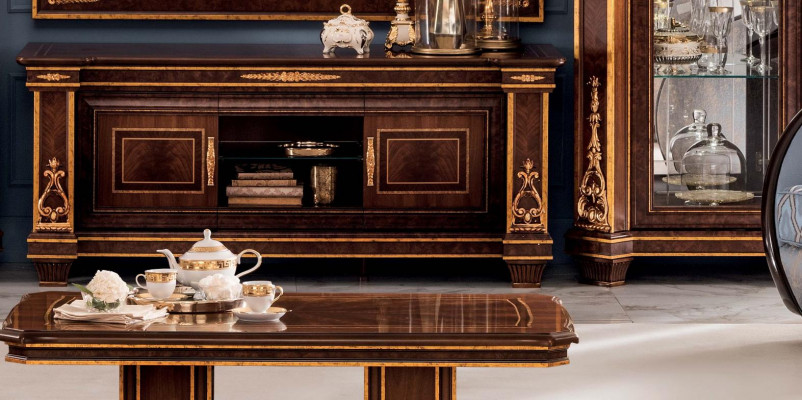 Living wall cabinet showcase TV sideboard cabinet wall rococo design baroque