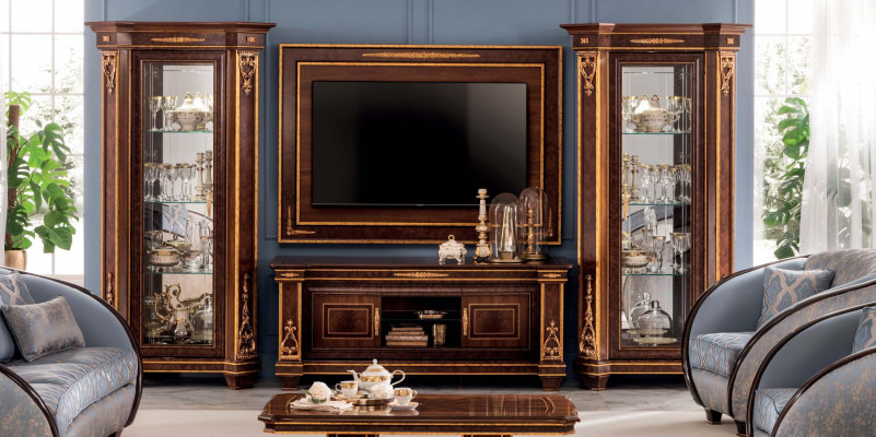 Living wall cabinet showcase TV sideboard cabinet wall rococo design baroque