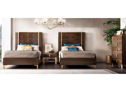 Hotel furnishing 2x beds + bedside table design modern luxury furniture 3-piece set