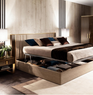 Designer wood bed bedroom elegant upholstered furniture double beds arredoclassic
