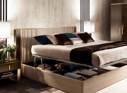 Designer wood bed bedroom elegant upholstered furniture double beds arredoclassic