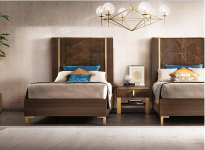 2x bed + nightstand 3-piece bedroom set designer luxury bedroom