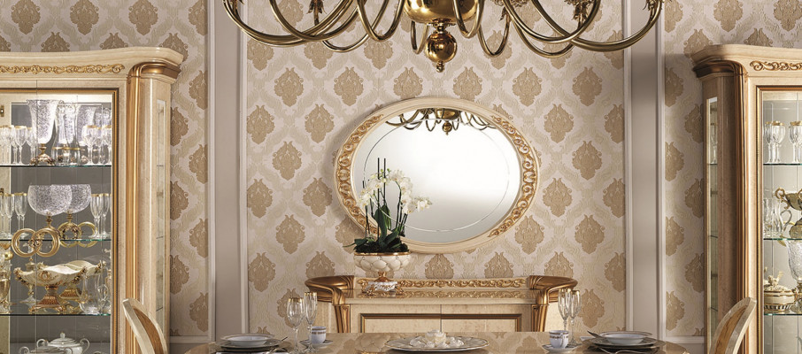 Design mirror wall mirror real wood frame hanging mirror luxury furniture baroque