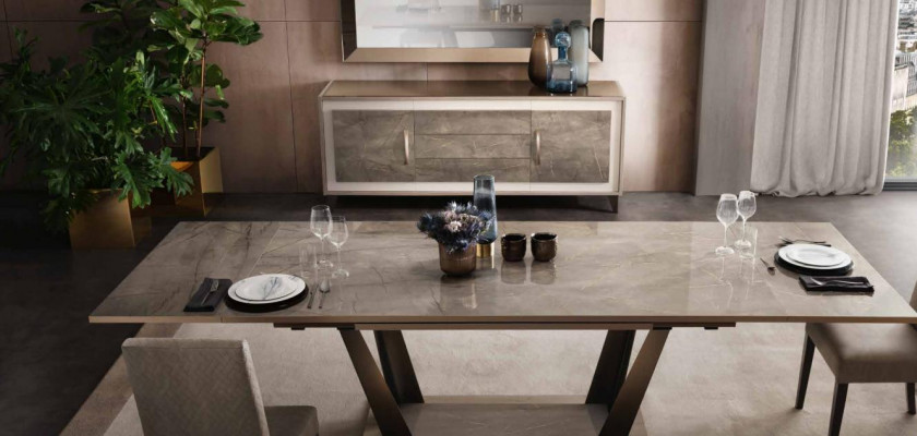 Classic design dining table Italian style furniture tables light brown