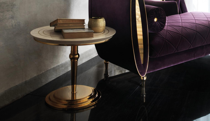 Side table, table, round table, coffee table, royal designer furniture, designer stainless steel