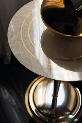 Side table, table, round table, coffee table, royal designer furniture, designer stainless steel