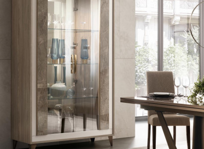 Sideboard Luxury Display Cabinet Glass Cupboard Modern Style Italian Furniture