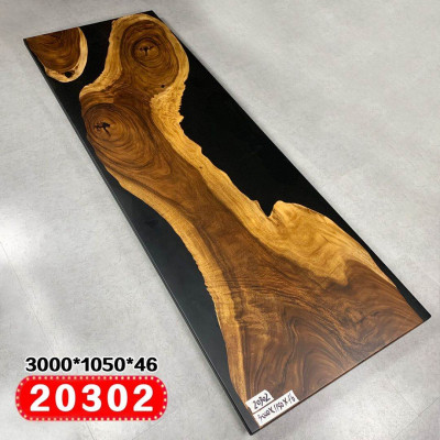 Epoxy resin dining table, real wood solid furniture, waterfall casting resin epoxy table