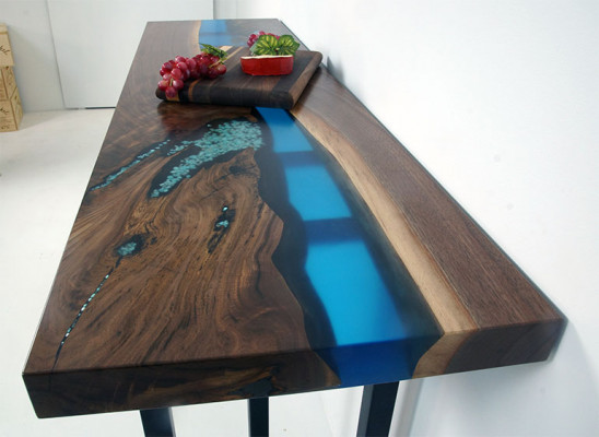Dining Table River Table Real Solid Wood Epoxy Resin Tables 260x100 New