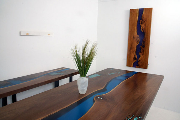 Dining Table River Table Real Solid Wood Epoxy Resin Tables 260x100 New