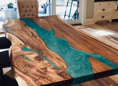 Dining table epoxy resin real wood solid furniture epoxy table casting resin waterfall