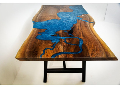 Waterfall table epoxy resin dining table real wood solid furniture epoxy table new