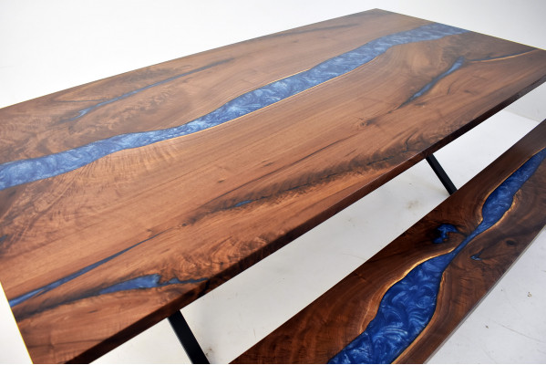 Design table, bench, dining table, kitchen table, tables, benches, solid real wood, living room