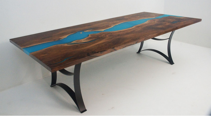 Dining table, epoxy resin tables, real wood, solid furniture, epoxy table, waterfall, new
