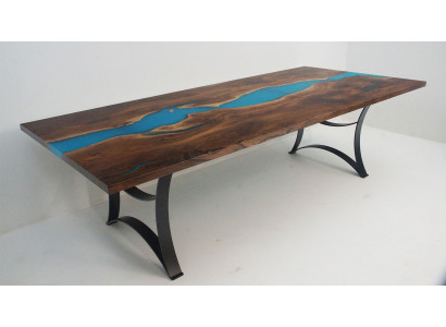 Dining table, epoxy resin tables, real wood, solid furniture, epoxy table, waterfall, new